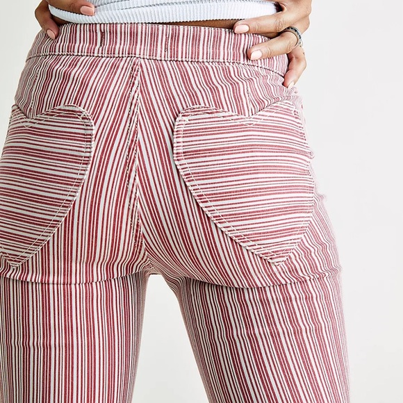 Free People Be Mine Flare Denim Jeans with Heart Pockets by We The Free - Picture 3 of 14